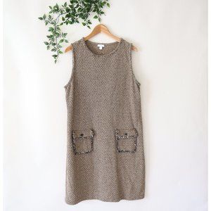 J.Jill Women's Sleeveless Brown & Black Tweedy Shift Dress M Medium